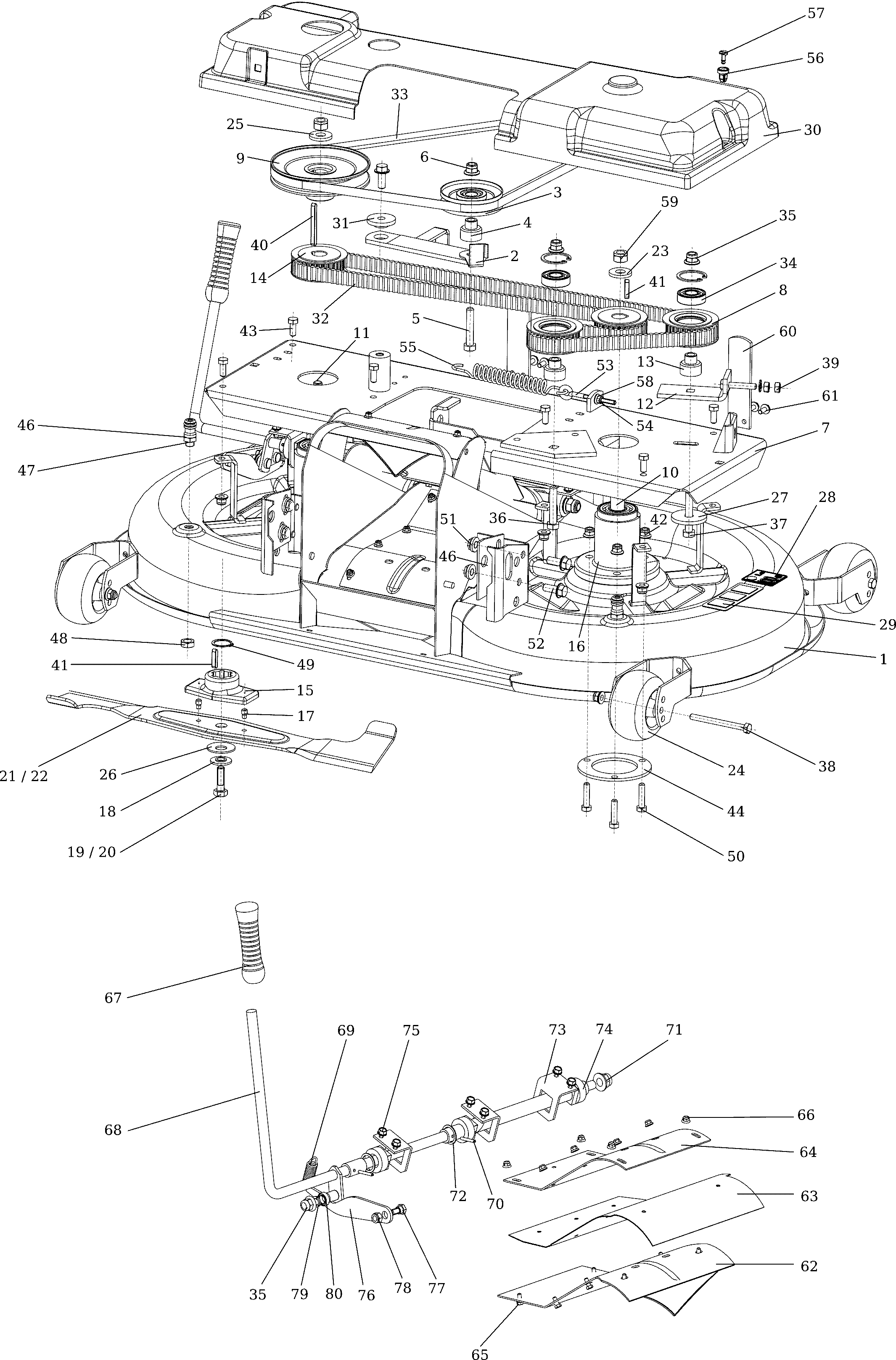 Vue éclatée OM 106/22 HP Cat. 2019
