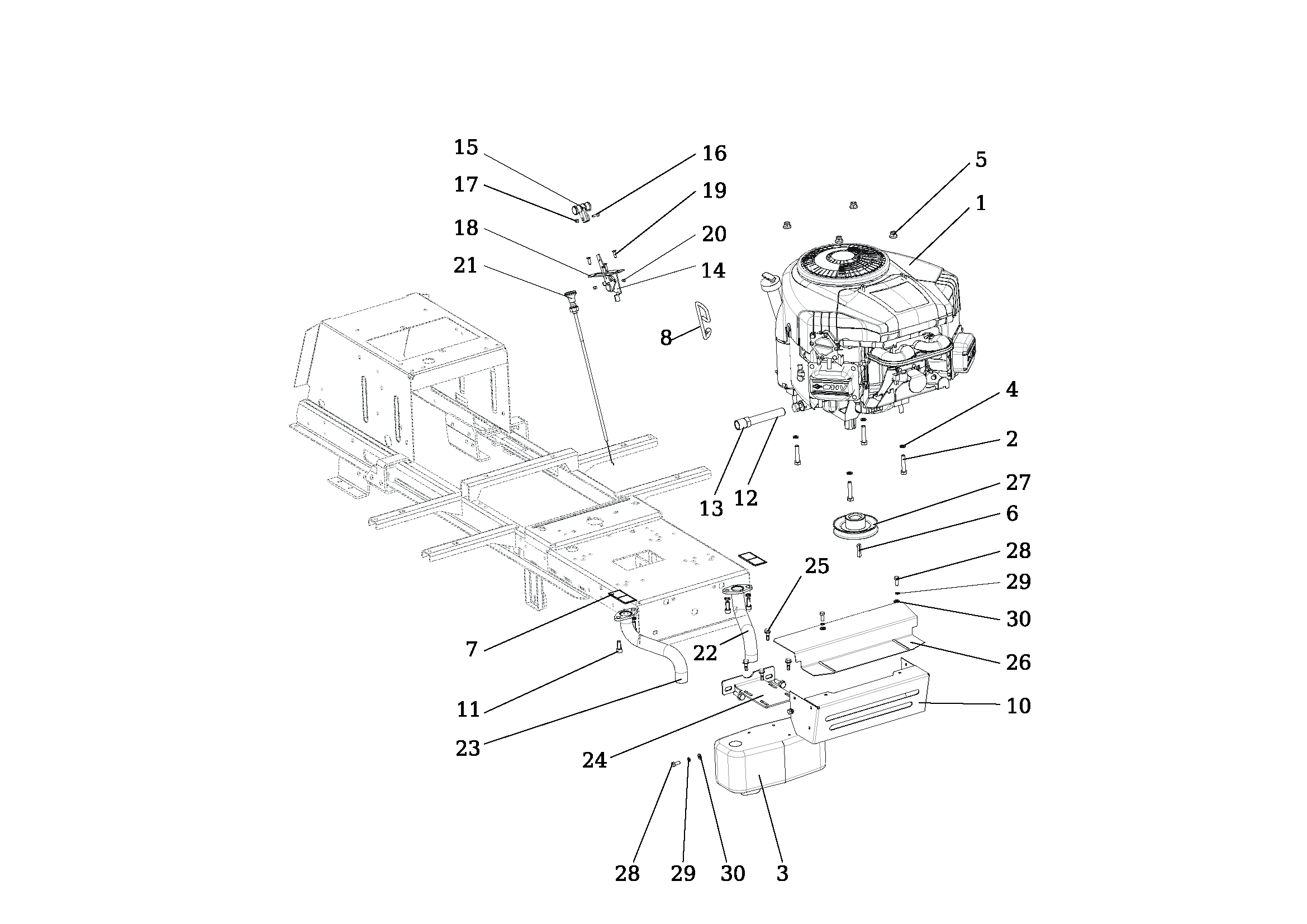 Vue éclatée OM 107 L/24 KH (K2400AVD V-Twin) Cat. 2018