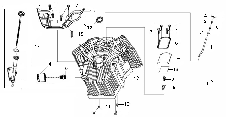 Vue éclatée OM 107 L/24 KH (K2400AVD V-Twin - EURO5) Cat. 2023