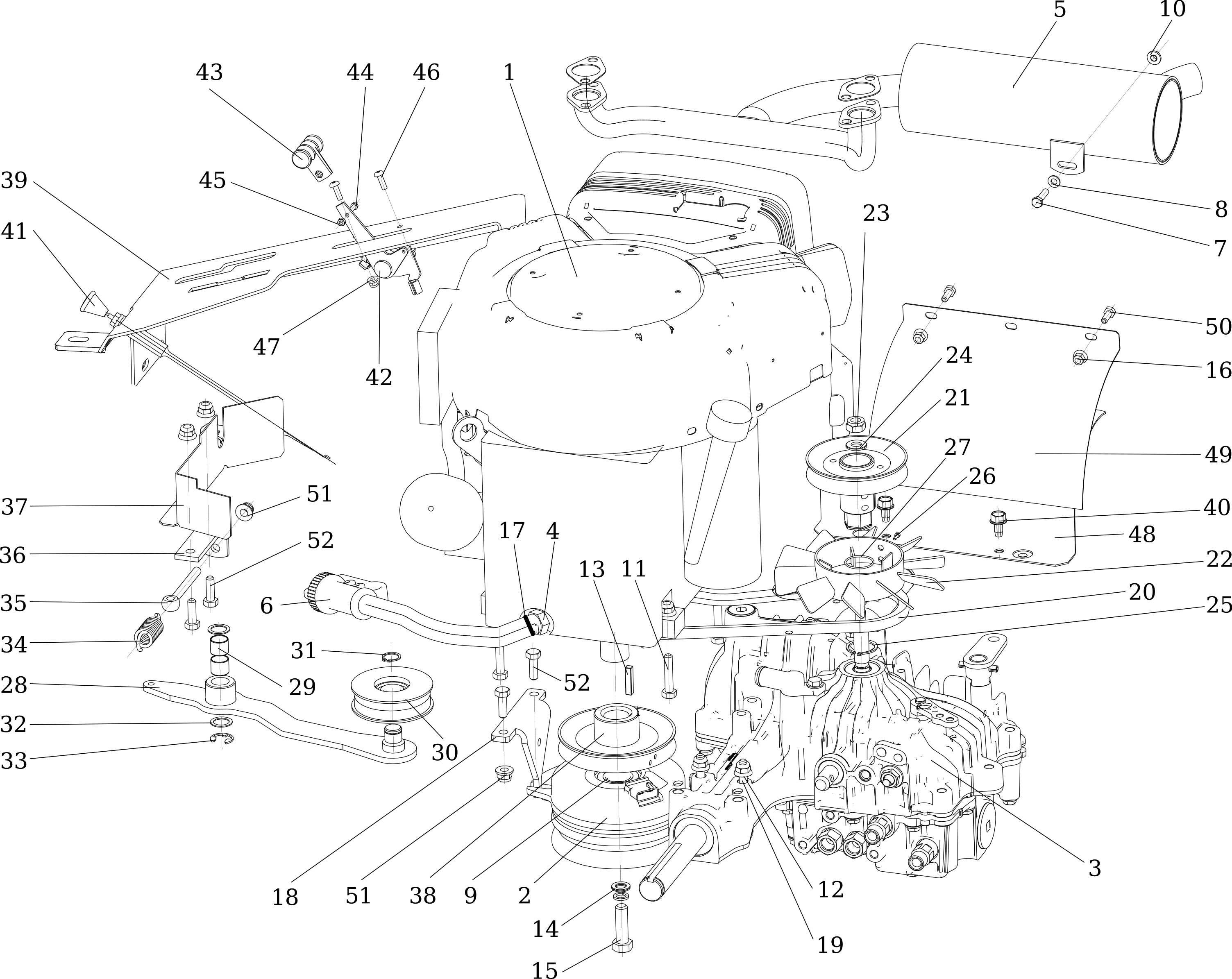 Vue éclatée APACHE 92 EVO 4x4 (K2400AVD V-Twin - EURO5) Cat.2022