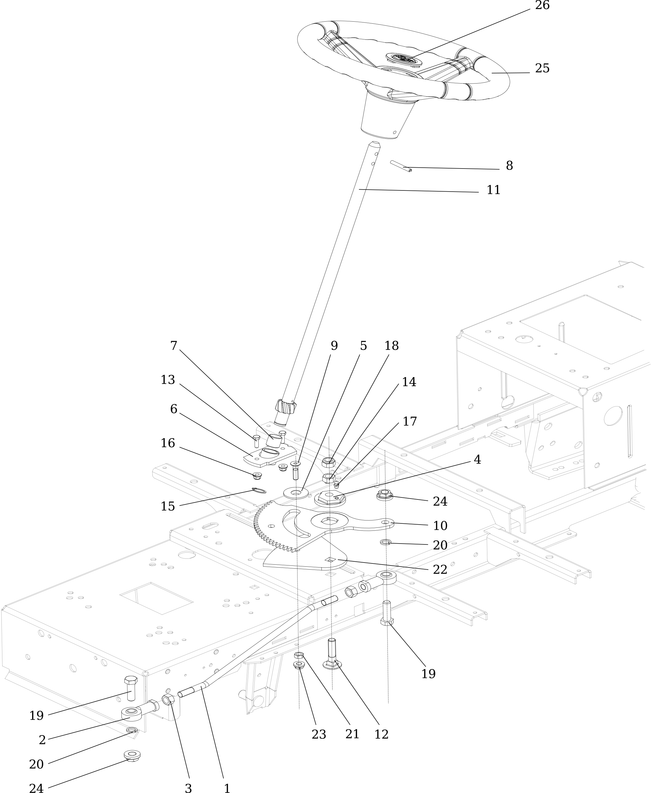 Vue éclatée OM 106/24 KH 4X2 HD (K2400AVD V-Twin - EURO5) Cat. 2023