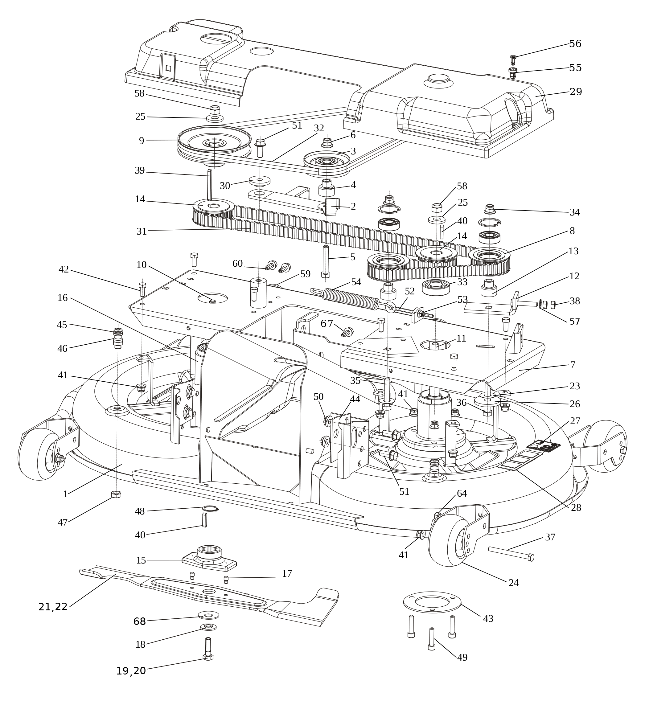 Vue éclatée OM 106/24 KH (K2400AVD V-Twin) 4X4 Cat. 2024