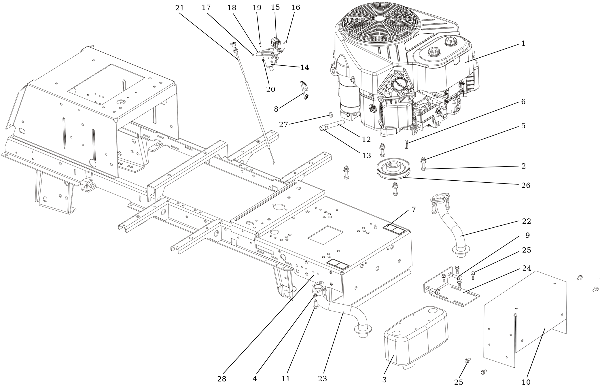 Vue éclatée OM 106/24 KH 4X2 HD (K2400AVD V-Twin - EURO5) Cat. 2023