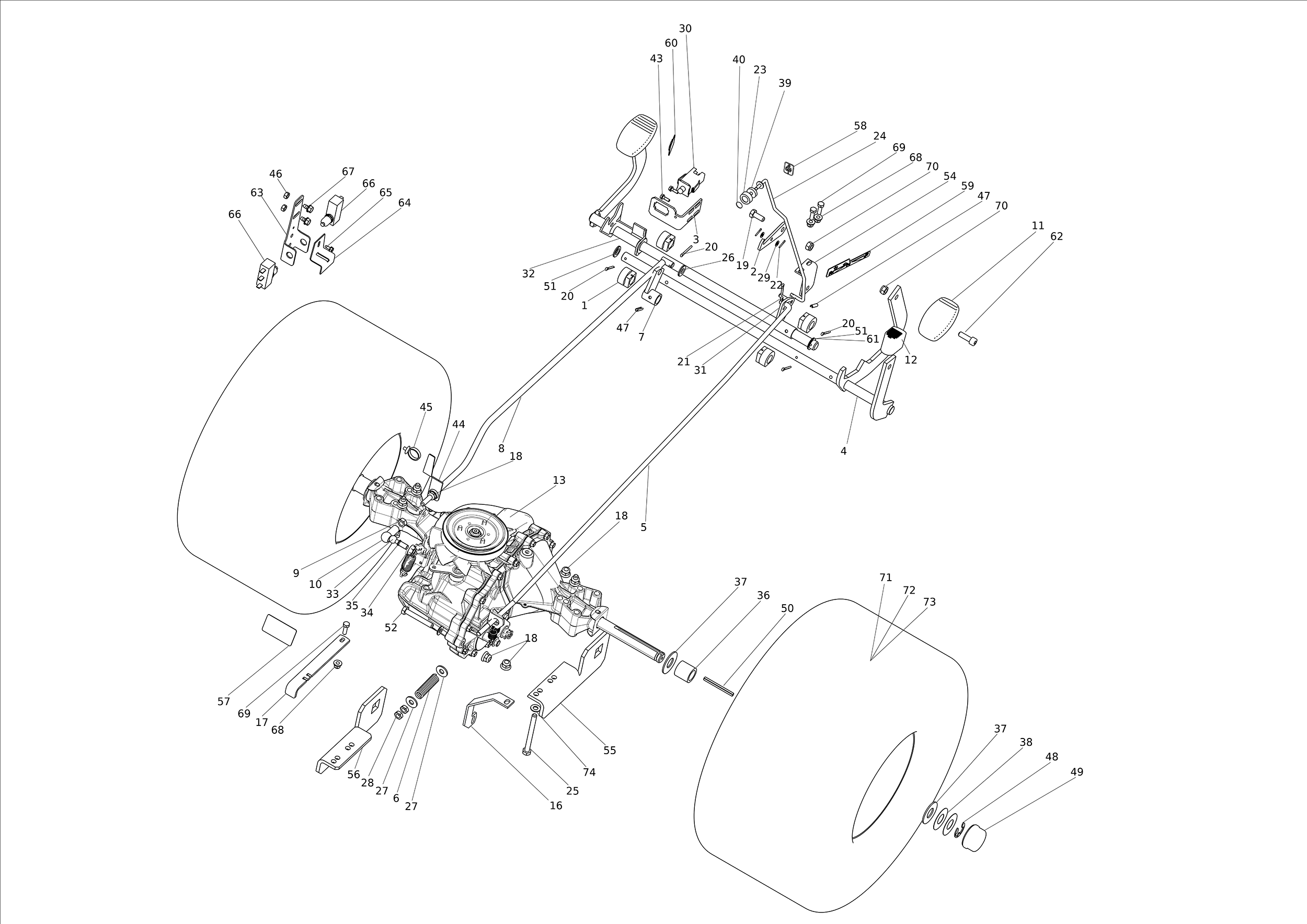 Vue éclatée OM 107 L/24 KH (K2400AVD V-Twin - EURO5) Cat. 2023