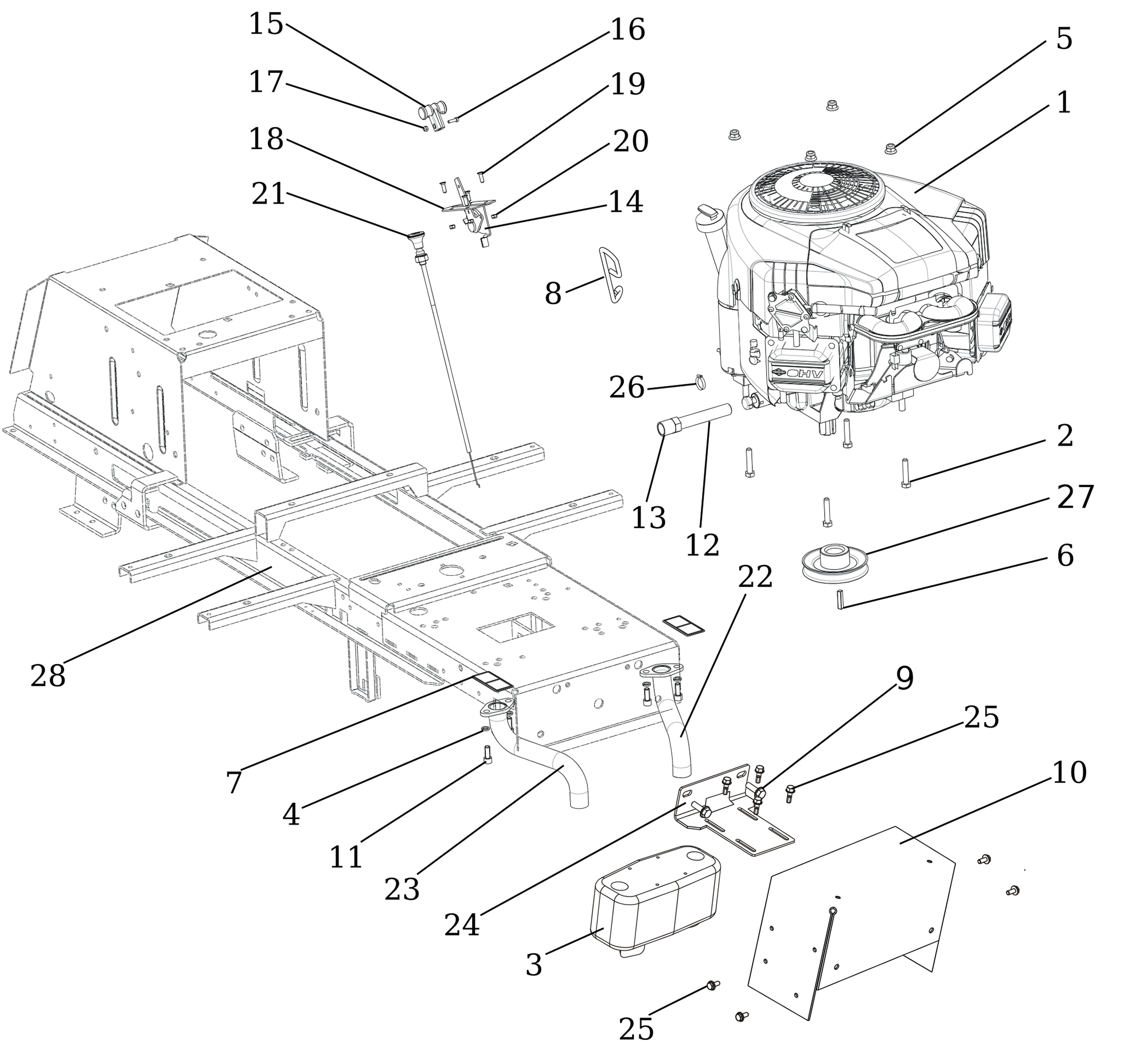 Vue éclatée OM 107 L/24 KH (K2400AVD V-Twin - EURO5) Cat. 2023