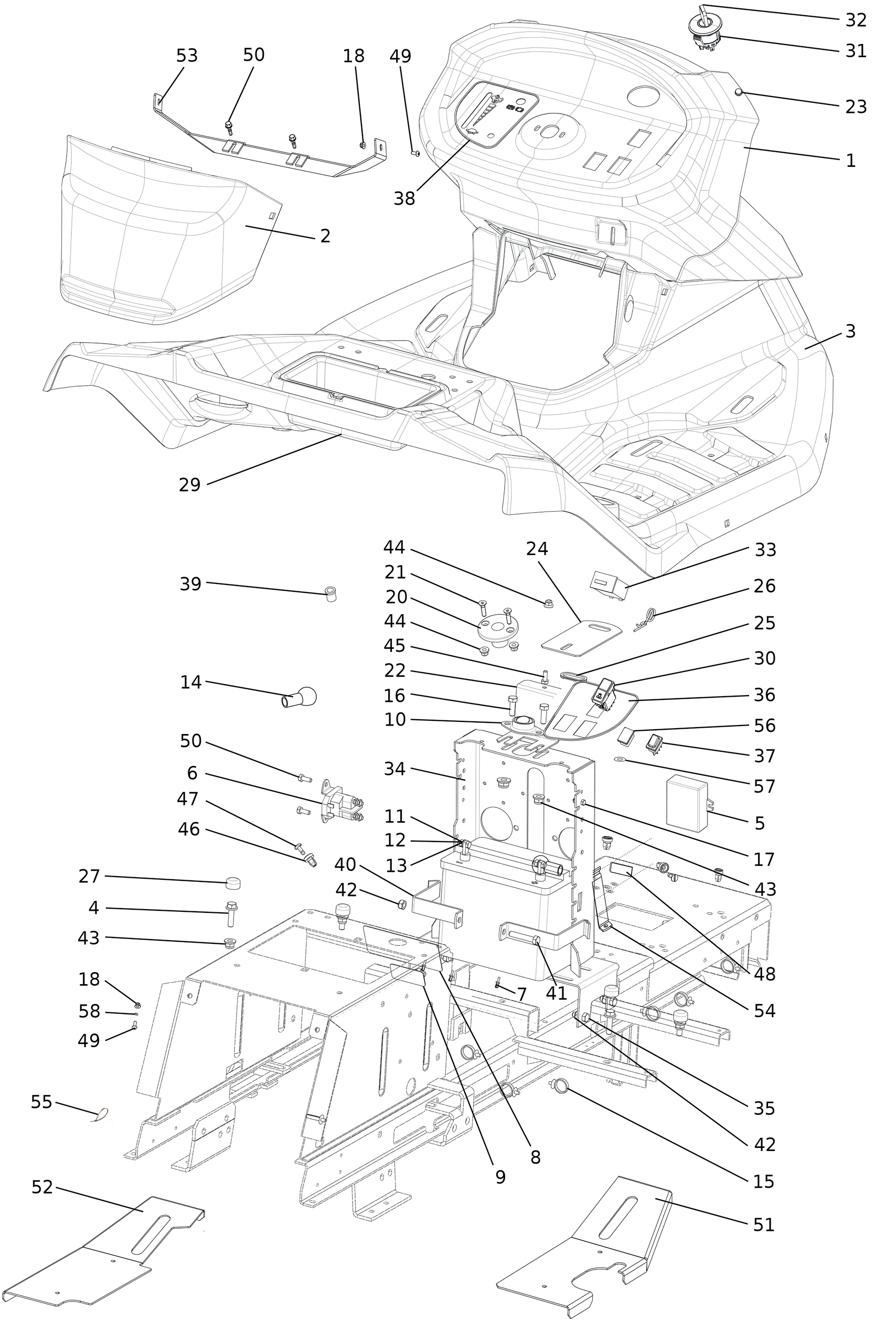 Vue éclatée OM 107 L/24 KH (K2400AVD V-Twin - EURO5) Cat. 2023