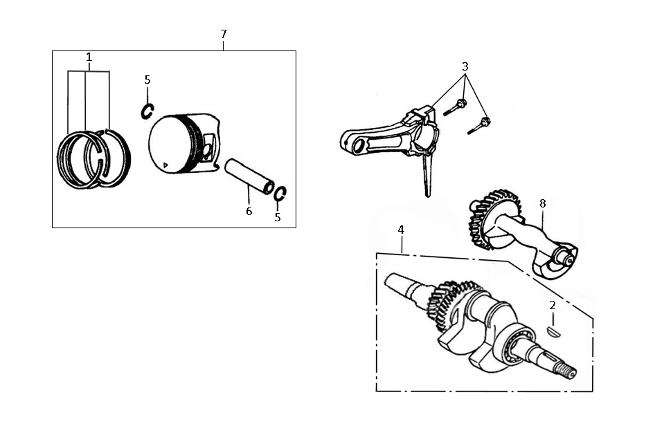 Vue éclatée Moteur à double arbre K1100H
