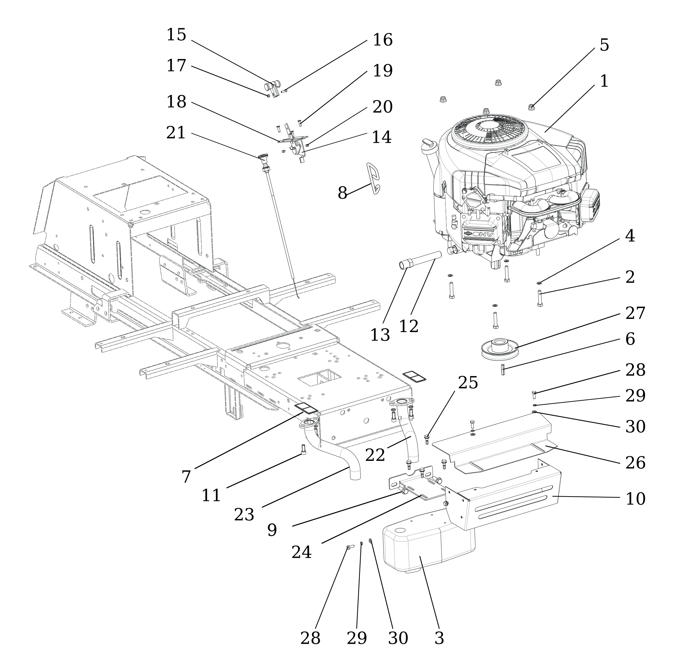 Vue éclatée OM 107 L/24 KH (K2400AVD V-Twin - EURO5) Cat. 2022