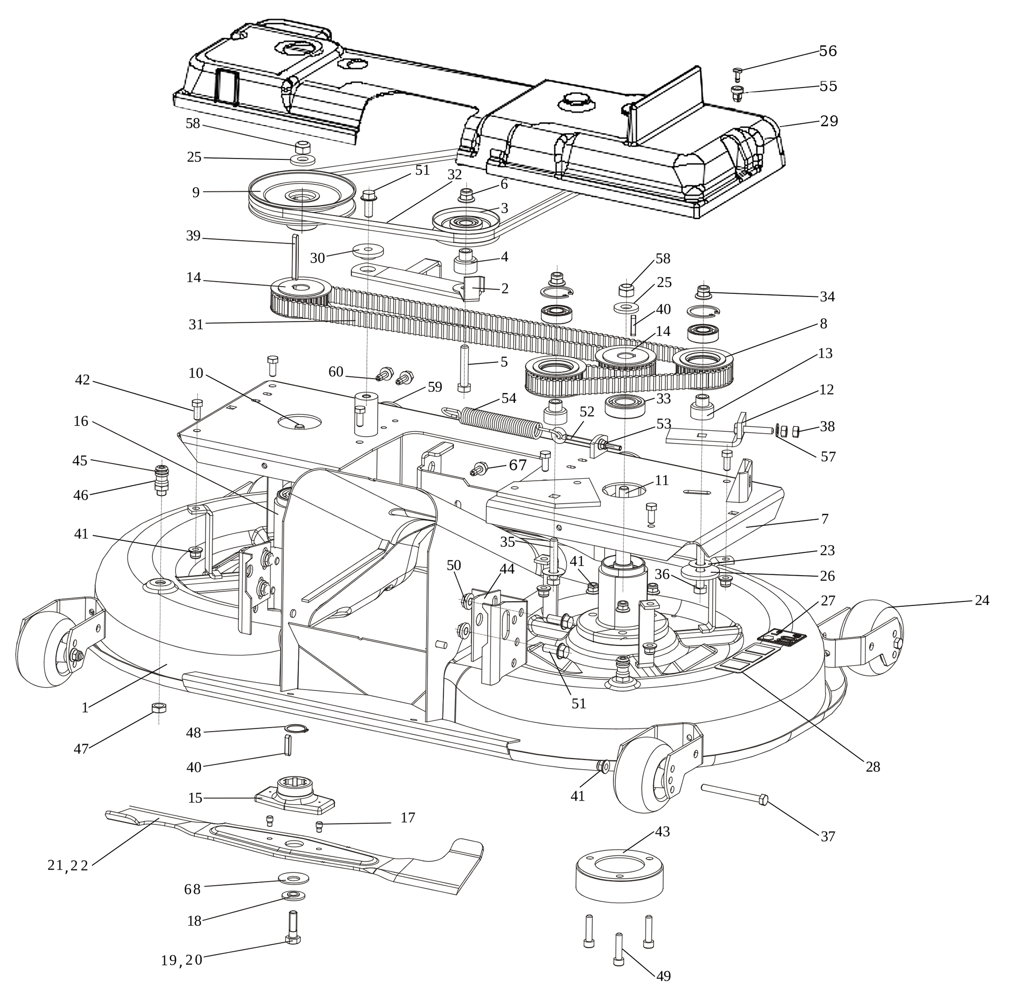 Vue éclatée OM 124/24 KH (K2400AVD V-Twin - EURO5) Cat. 2024