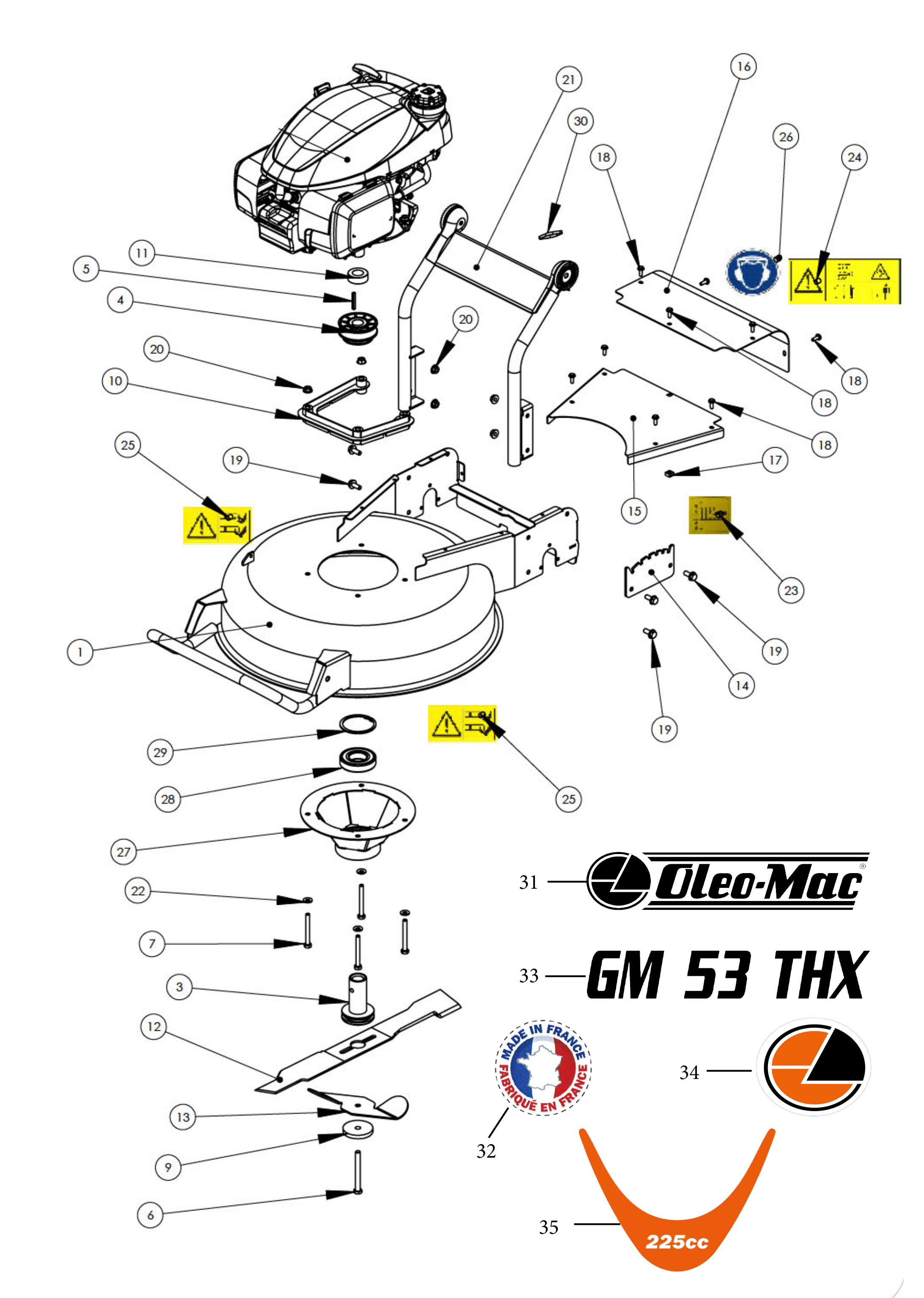 Vue éclatée GM 53 THX