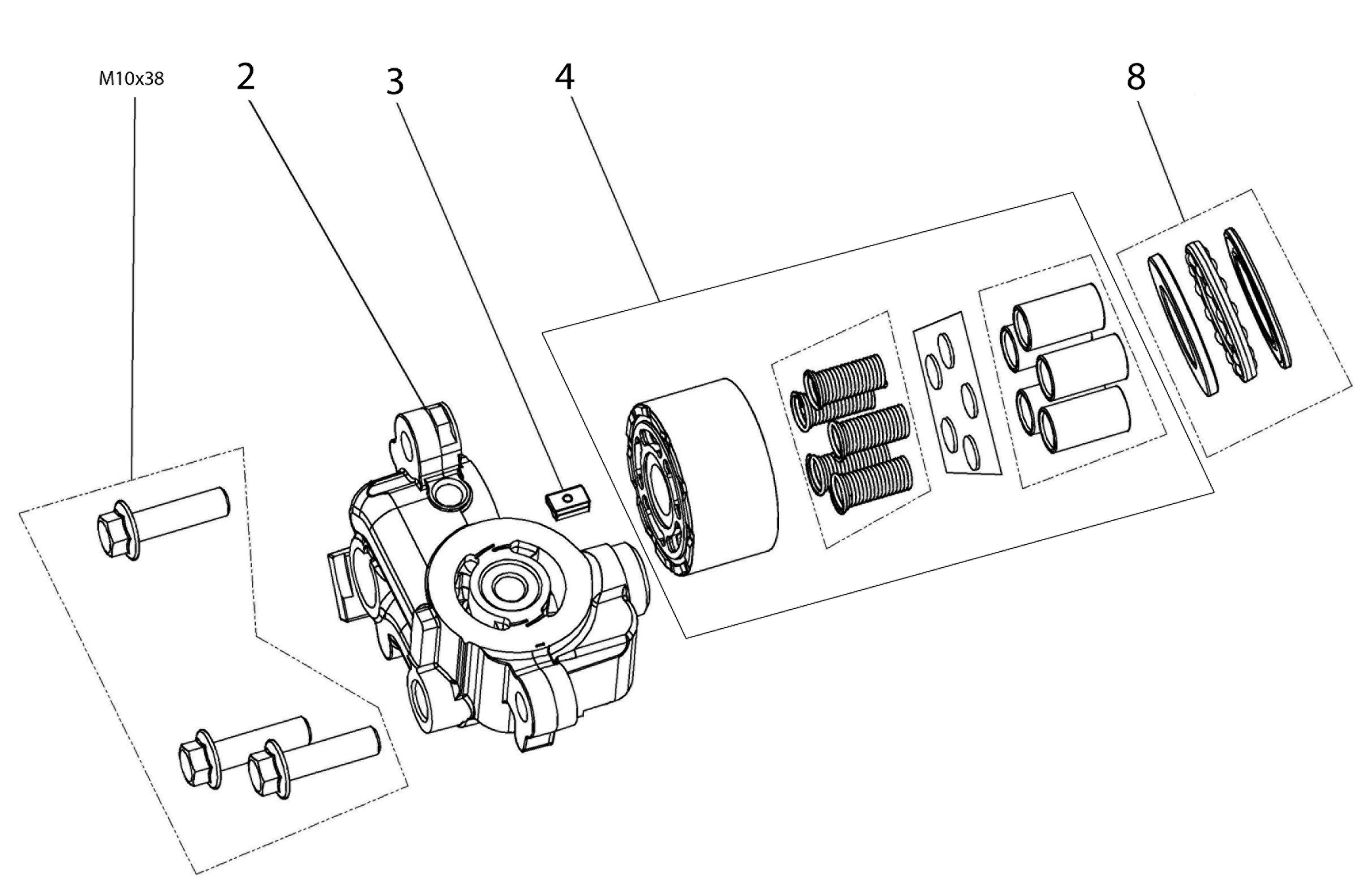 Vue éclatée Transmission EMAK HT2-D
