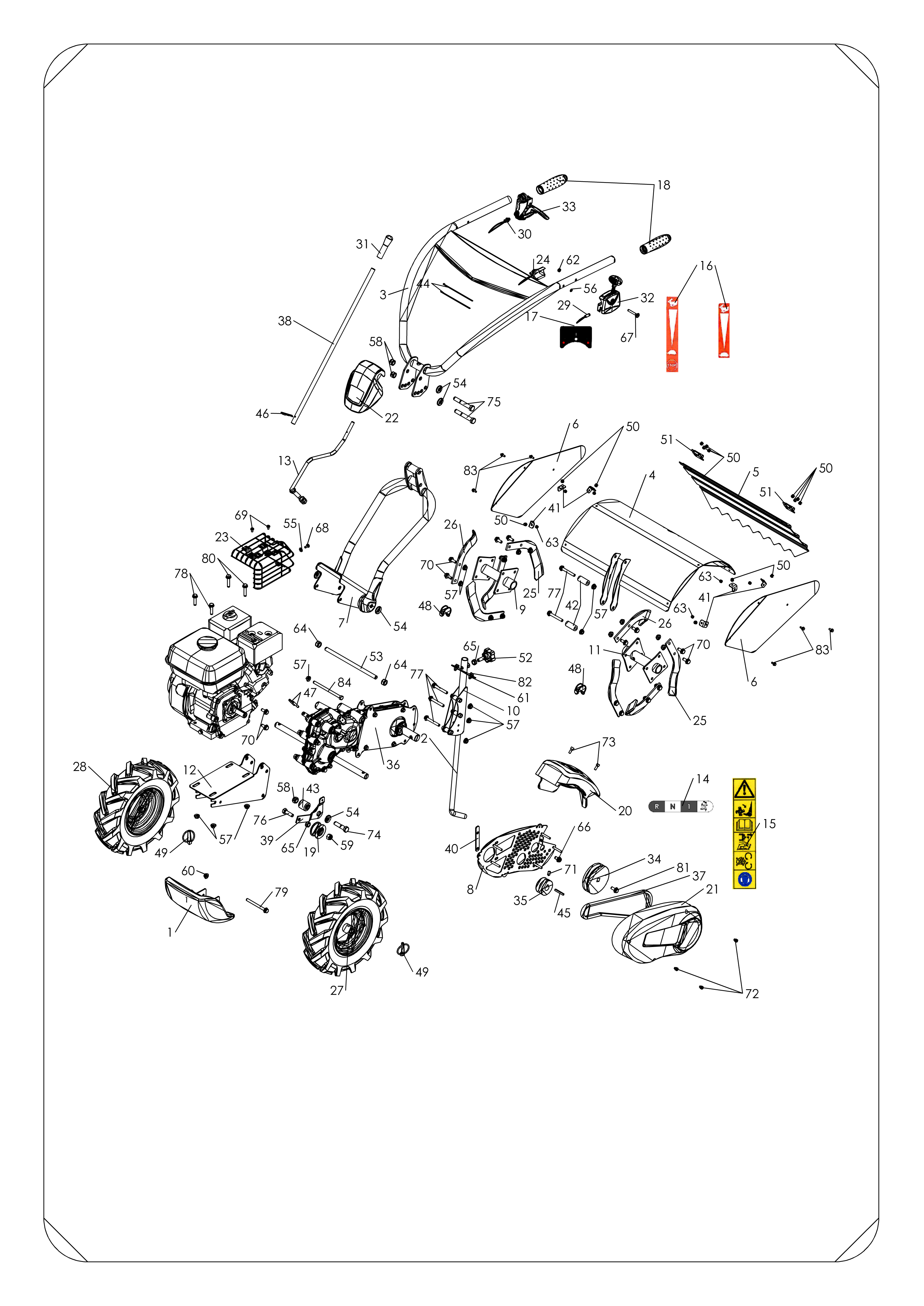Vue éclatée ROTO 480 R et B Version 2015