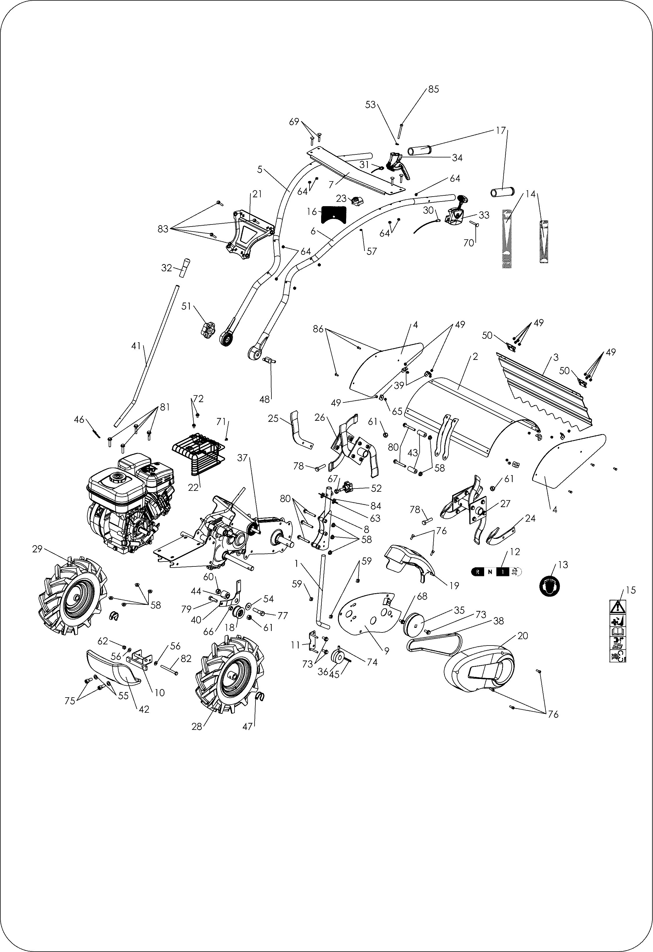 Vue éclatée ROTO 480 R et B Version 2014