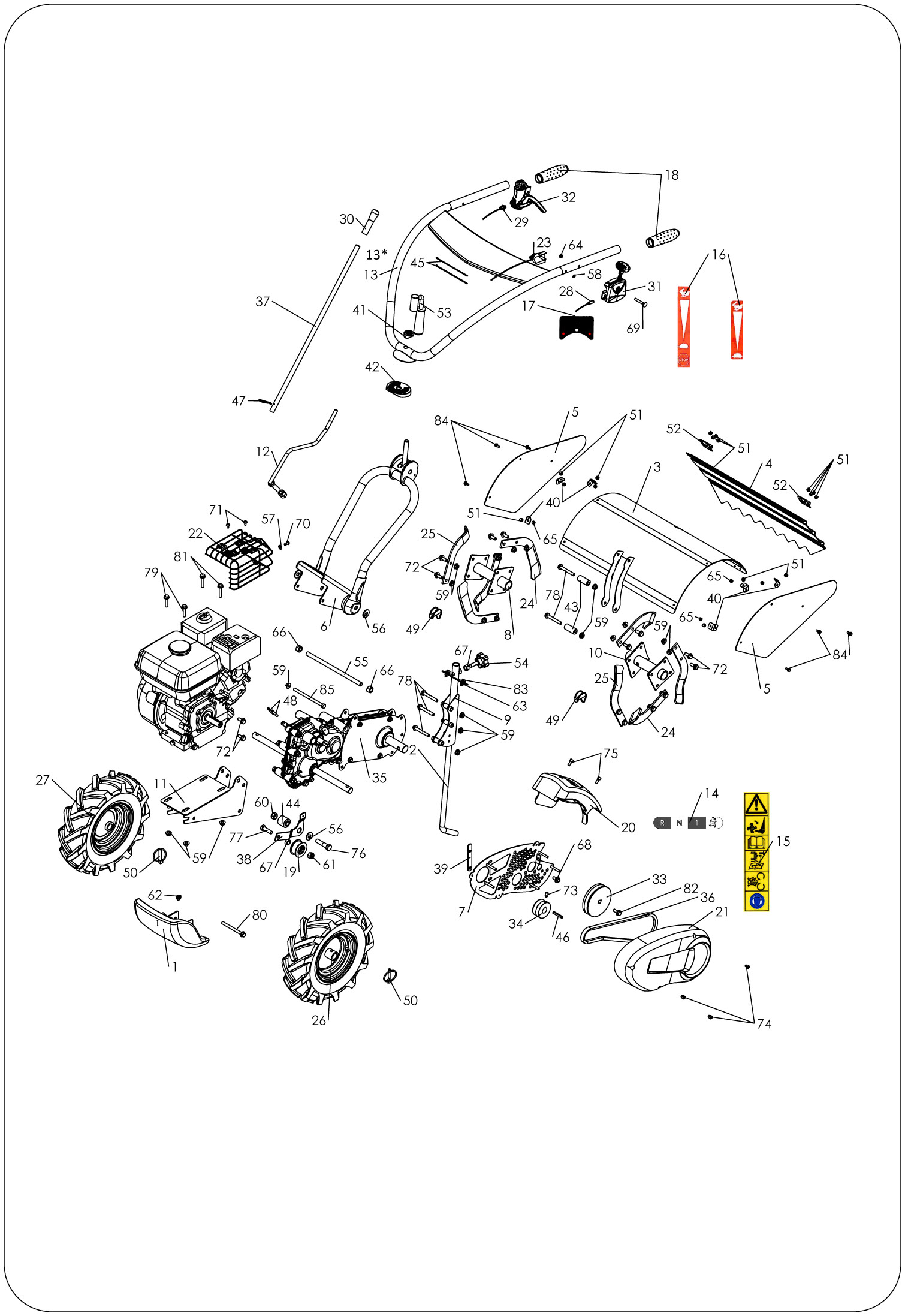 Vue éclatée ROTO 480 R et B Version 2018