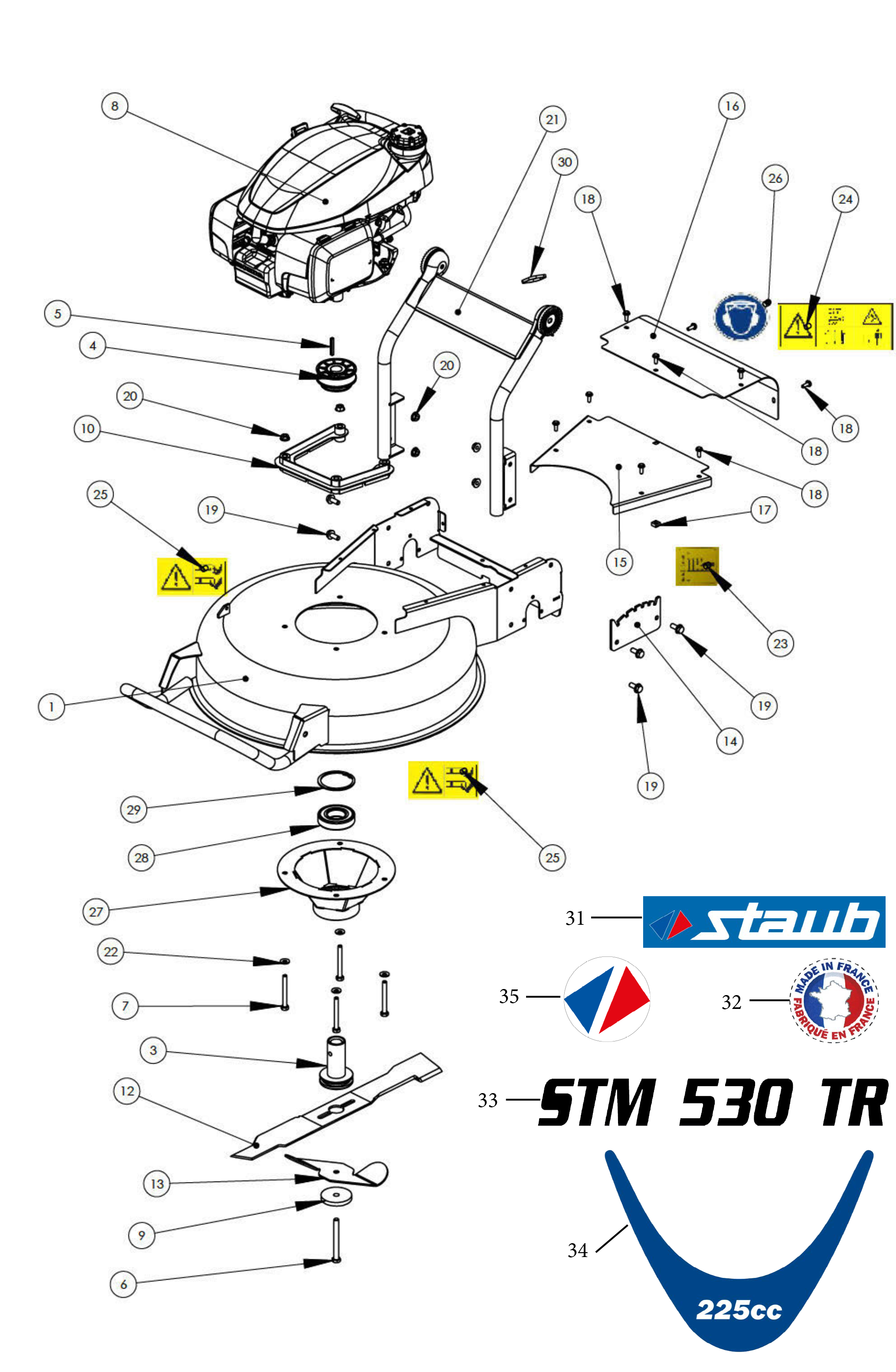 Vue éclatée STM 530 TR / RATO RV 225
